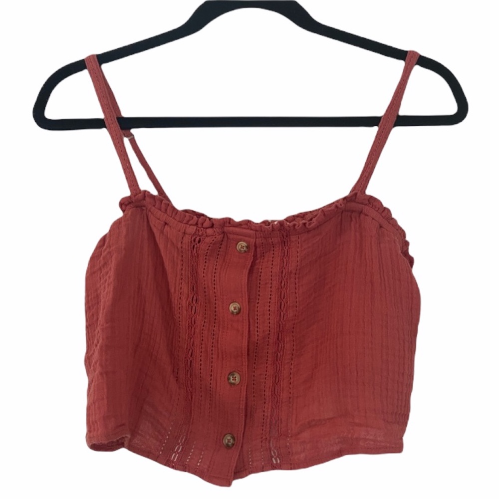 Abercrombie & Fitch Botton-Front Coral Top Medium